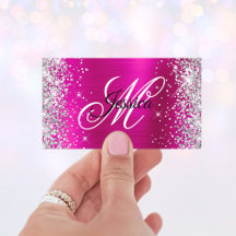 Silver Glitzer Hot Pink Foil Monogramm Profil