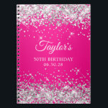 Silver Glitzer Hot Pink Ombre 50th Birthday Guest Notizblock<br><div class="desc">Erstellen Sie Ihr eigenes 50. Geburtstagsparty-Design auf einem leeren mittelgroßen Notebook. Girly Imitate funkelnd silberner Glitzer auf der Oberseite und unterer Kante über einen hellrosa und fuchsienfarbenen Hintergrund. Passen Sie die Stile des Schriftartes an, um Ihr eigenes Gästebuch zu kreieren. Eine klassische, elegante Kalligraphie gepaart mit einem Schriftart aus Serifen....</div>