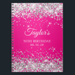 Silver Glitzer Hot Pink Ombre 50th Birthday Guest Notizblock<br><div class="desc">Erstellen Sie Ihr eigenes 50. Geburtstagsparty-Design auf einem leeren mittelgroßen Notebook. Girly Imitate funkelnd silberner Glitzer auf der Oberseite und unterer Kante über einen hellrosa und fuchsienfarbenen Hintergrund. Passen Sie die Stile des Schriftartes an, um Ihr eigenes Gästebuch zu kreieren. Eine klassische, elegante Kalligraphie gepaart mit einem Schriftart aus Serifen....</div>