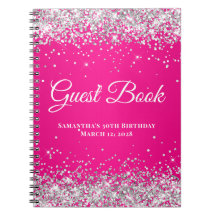 Silver Glitzer Hot Pink Ombre Birthday Guest