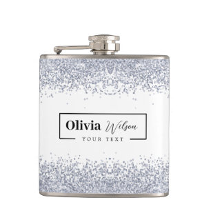 Silver Glitzer Individuelle Name Flask Flachmann