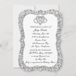 Silver Glitzer Infinity Heart Brautparty laden Einladung