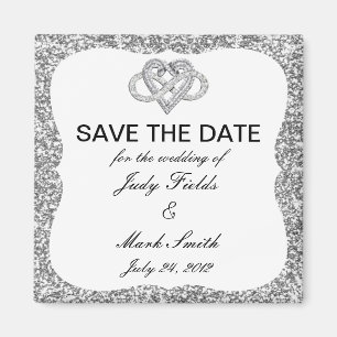 Silver Glitzer Infinity Heart Speichern Sie das Da Magnet