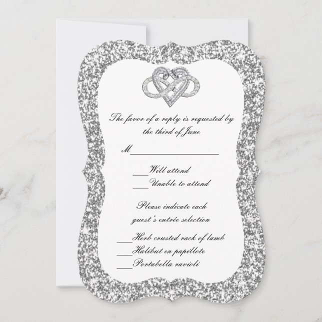 Silver Glitzer Infinity Heavy Response Card Einladung (Vorderseite)