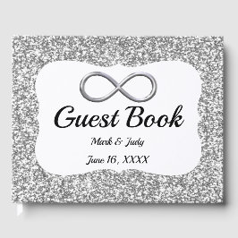 Silver Glitzer Infinity Wedding Gästebuch