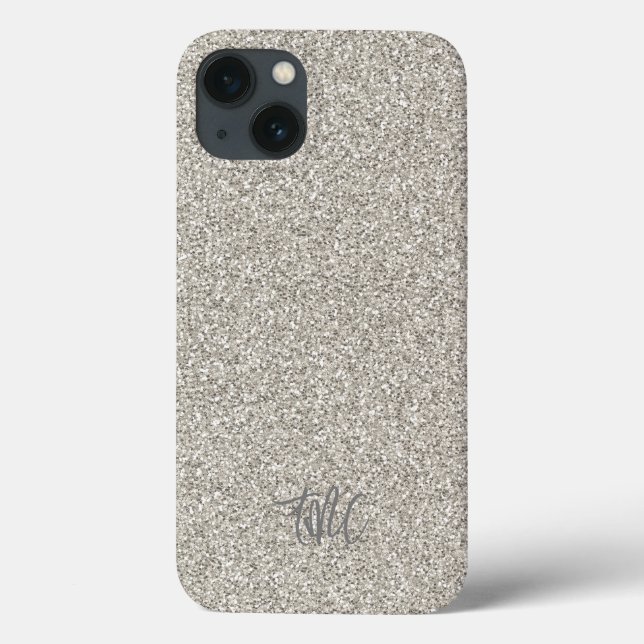 Silver Glitzer INITIALS Glam Luxus Modernes Cool Case-Mate iPhone Hülle (Rückseite)