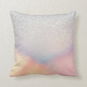 Silver Glitzer Iridescent Holographic Gradient Kissen