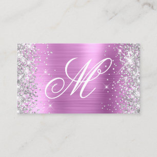 Silver Glitzer Lavender Foil Extravagant Mit Monog Visitenkarte