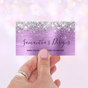 Silver Glitzer Lavender Foil Online Store Visitenkarte