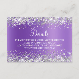 Silver Glitzer Lavender Lila Wedding Details Begleitkarte