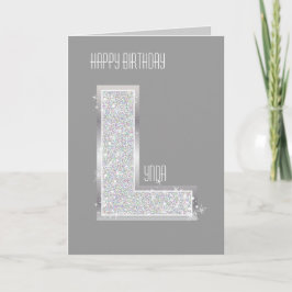 Silver Glitzer Letter L Karte