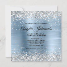 Silver Glitzer Light Blue Foil 40. Geburtstag