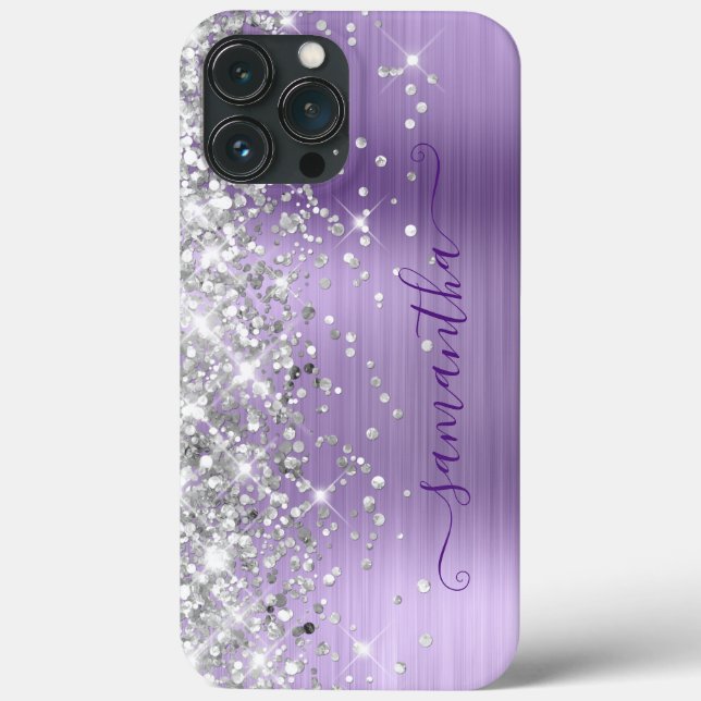 Silver Glitzer Light Lila Foil Girl Signature Case-Mate iPhone Hülle (Rückseite)