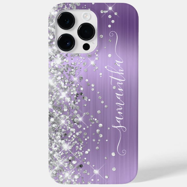 Silver Glitzer Light Lila Glam Girly Signature Case-Mate iPhone Hülle (Rückseite)