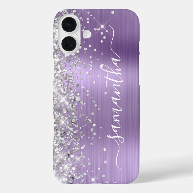 Silver Glitzer Light Lila Metallic Girly Case-Mate iPhone Hülle (Rückseite)