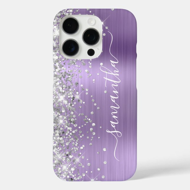 Silver Glitzer Light Lila Metallic Girly Case-Mate iPhone Hülle (Rückseite)