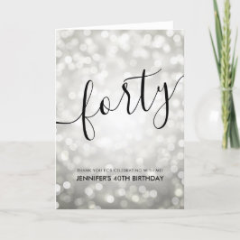 Silver Glitzer Lights 40. Geburtstag Vielen Dank Dankeskarte