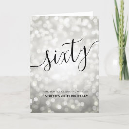Silver Glitzer Lights 60. Geburtstag Vielen Dank Dankeskarte