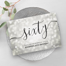 Silver Glitzer Lights 60. Geburtstag Vielen Dank Dankeskarte