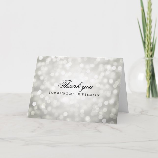 Silver Glitzer Lights Danke Bridesmaid (Vorderseite)