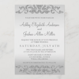 Silver Glitzer Look Hochzeitseinladungen Einladung