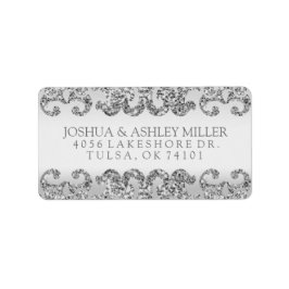 Silver Glitzer Look Wedding Adressaufkleber