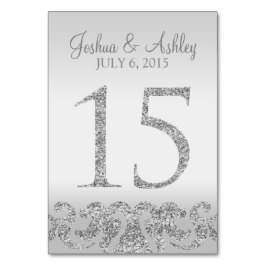 Silver Glitzer Look Wedding Tischnummern-15 Tischnummer