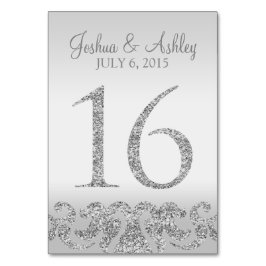 Silver Glitzer Look Wedding Tischnummern-16 Tischnummer