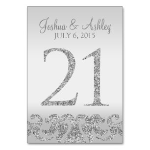 Silver Glitzer Look Wedding Tischnummern-21 Tischnummer