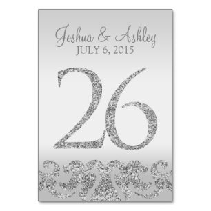 Silver Glitzer Look Wedding Tischnummern-26 Tischnummer