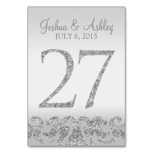 Silver Glitzer Look Wedding Tischnummern-27 Tischnummer