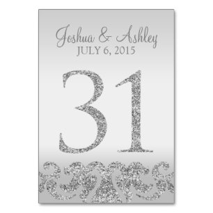 Silver Glitzer Look Wedding Tischnummern-31 Tischnummer