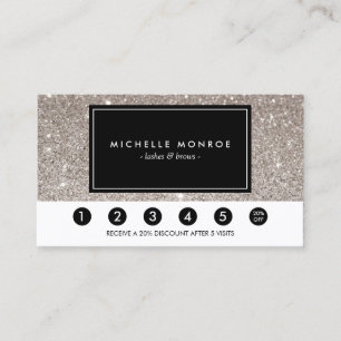 Silver Glitzer Loyalty Punch Card Treuekarte