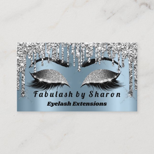 Silver Glitzer Makeup Artist Lashes Princess Blue Visitenkarte (Vorderseite)