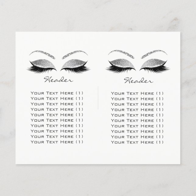Silver Glitzer Makeup Eye Lash Preisinformationen Flyer (Hinten)