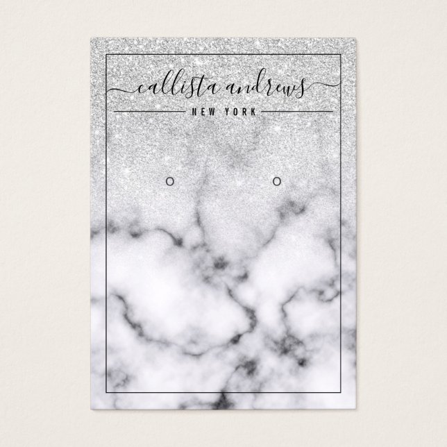 Silver Glitzer Marble Ombre Earring Display Card (Vorderseite)