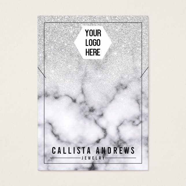 Silver Glitzer Marble Ombre Logo Necklace Display (Vorderseite)