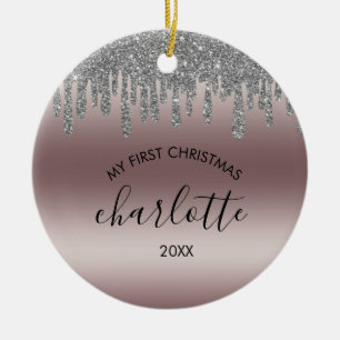Silver Glitzer Meine erste Weihnachtsfeier Keramik Keramik Ornament