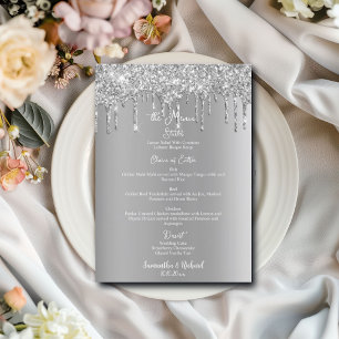 Silver Glitzer Metallic Shine 12x18" Hochzeitsmenü Menükarte
