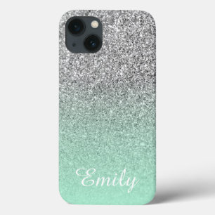 Silver Glitzer Mint Ombre Personalisiert Case-Mate iPhone Hülle