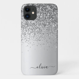 Silver Glitzer Monogram Name Luxury Girl Case-Mate iPhone Hülle