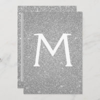 Silver Glitzer Monogram Sparkle Quinceanera