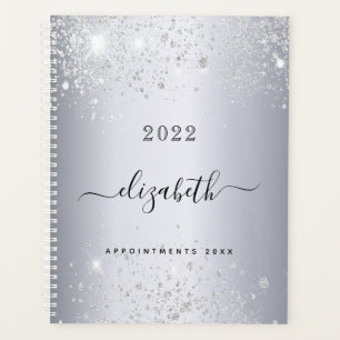 Silver Glitzer Monogramm Name Skript 2025 Planer