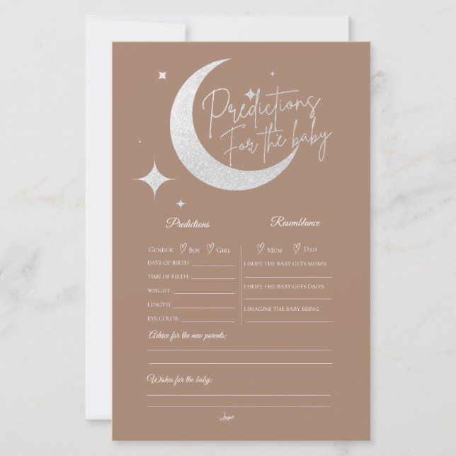Silver Glitzer Moon Stars oh Baby Vorhersage (Vorderseite)