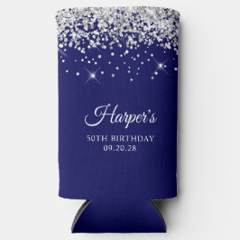 Silver Glitzer Navy Blue 50. Geburtstag Selters Dosenkühler