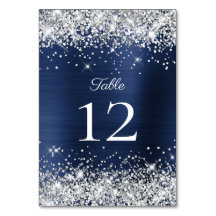 Silver Glitzer Navy Blue Foil Wedding
