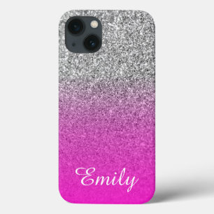 Silver Glitzer Neon Pink Ombre Personalisiert Case-Mate iPhone Hülle
