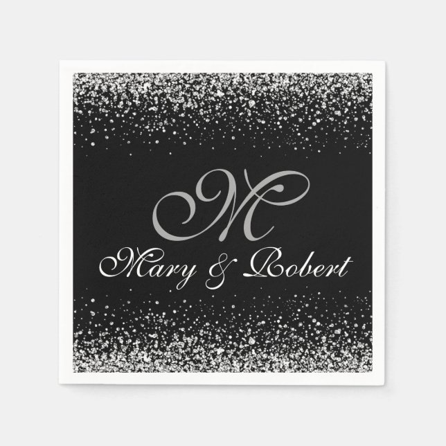 Silver Glitzer Night Sky Serviette (Vorderseite)