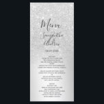 Silver Glitzer Ober metallische Folie Hochzeitsmen Menükarte<br><div class="desc">Ein schick und luxuriös silberner Glitzer ombre metallische Folie Hochzeitsmenü mit eleganter Kalligraphie Typografie.</div>