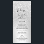 Silver Glitzer Ober metallische Folie Hochzeitsmen Menükarte<br><div class="desc">Ein schick und luxuriös silberner Glitzer ombre metallische Folie Hochzeitsmenü mit eleganter Kalligraphie Typografie.</div>